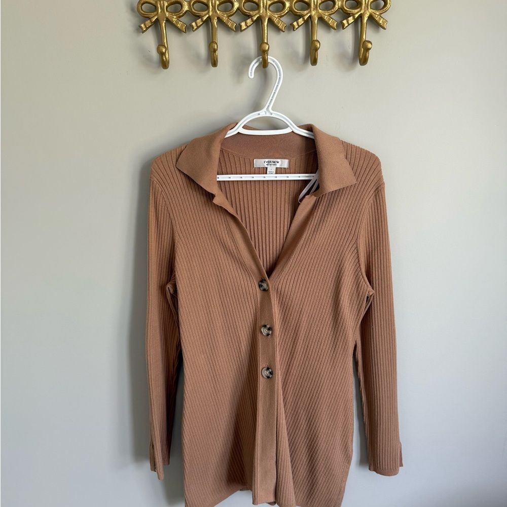 Evernew Melbourne Ribbed Brown Button-Down Shirt